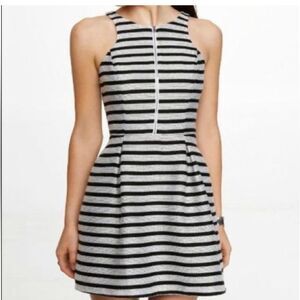 EXPRESS Tweed Black & White Cream Stripe Party Dress Pockets Women Sz 2